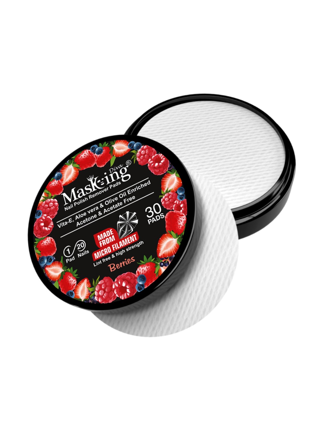 

MasKing Set of 4 Brightening Facial Masks with Berries Nail Polish Remover Pads, Multi