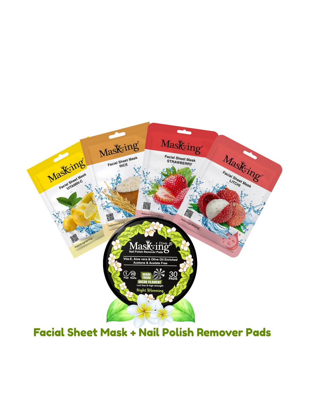 

MasKing Pack of 4 Skin Shooting Facial Mask and Nail Polish Remover Combo, Multi