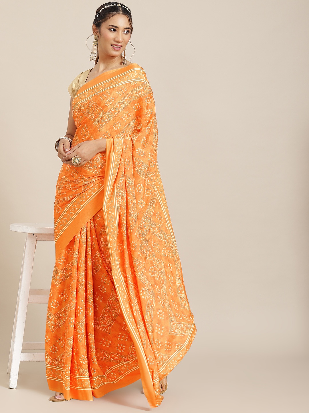 

Havida Sarees Orange Ethnic Motifs Pure Silk Saree