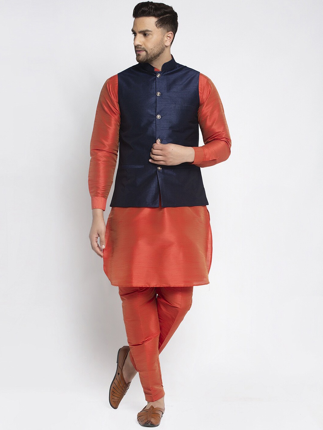 

Kaifoo Men Orange Kurta with Pyjamas