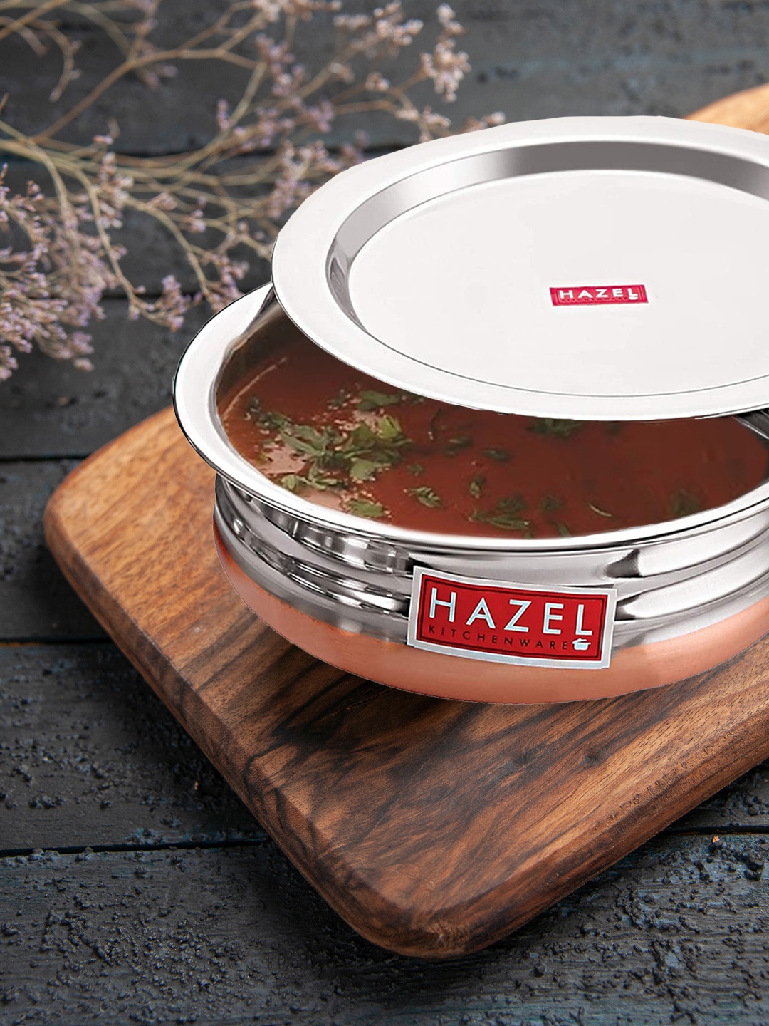 

HAZEL Silver-Toned Stainless Steel Serving Tope Handi
