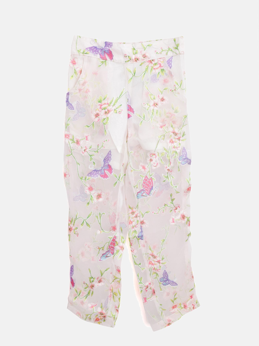 

Gini and Jony Girls Off-White Regular Fit Printed Trousers