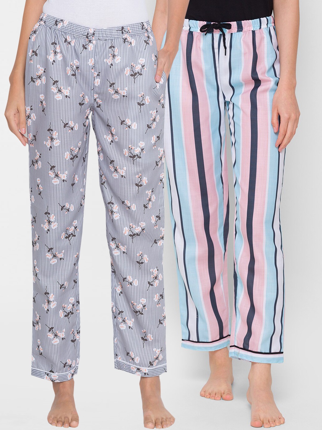 

FashionRack Women Set of 2 Cotton Lounge Pants, Grey