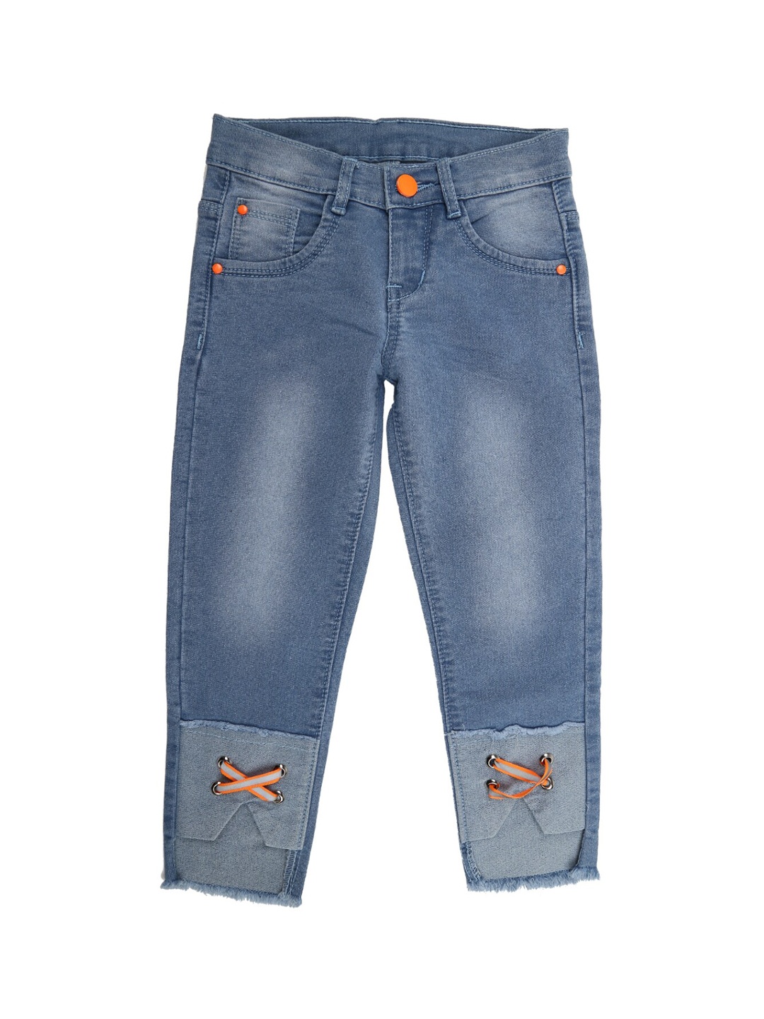 

V-Mart Girls Blue Heavy Fade Stretchable Frayed Cotton Jeans