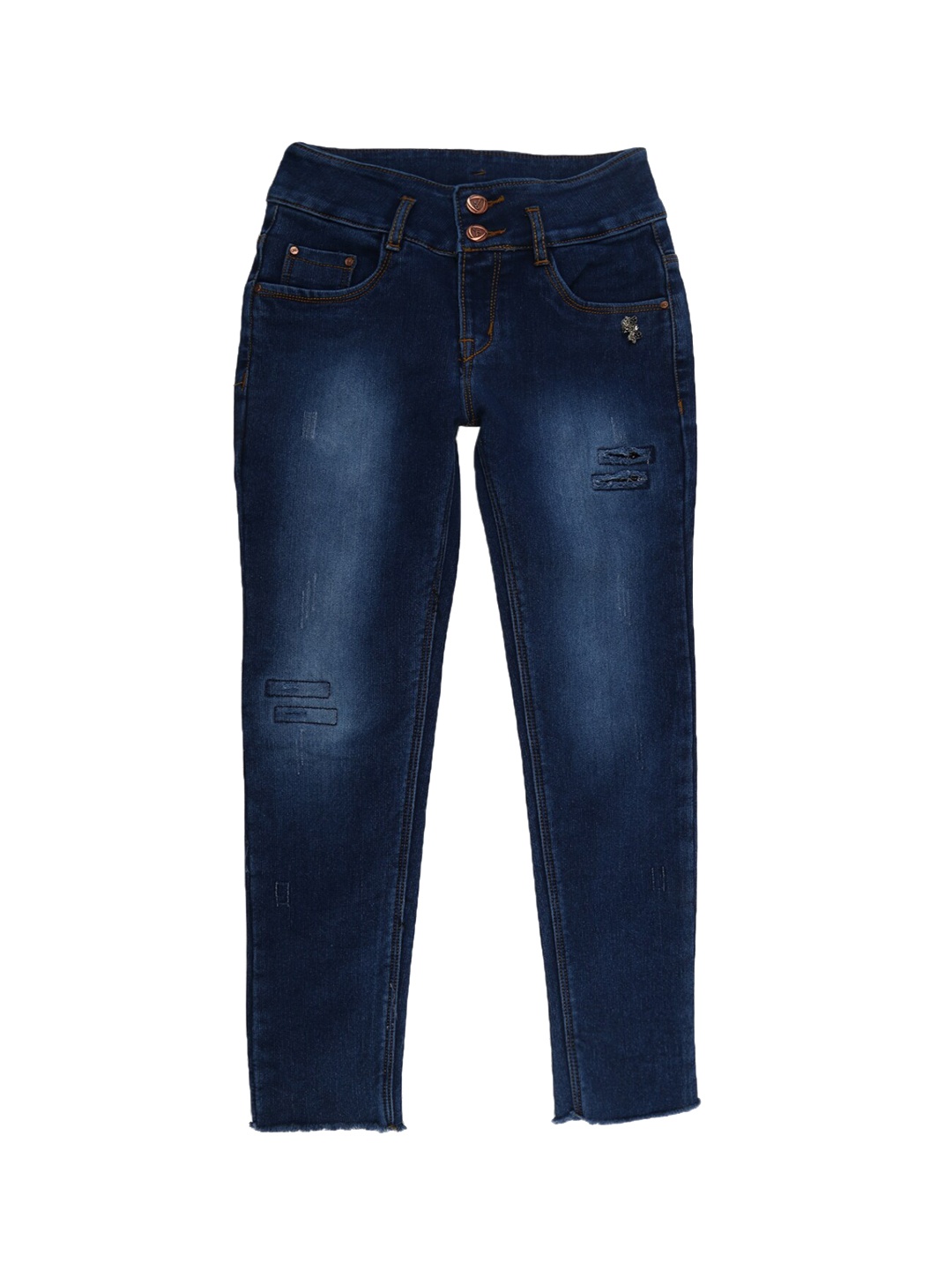

V-Mart Girls Blue Mildly Distressed Light Fade Stretchable Jeans