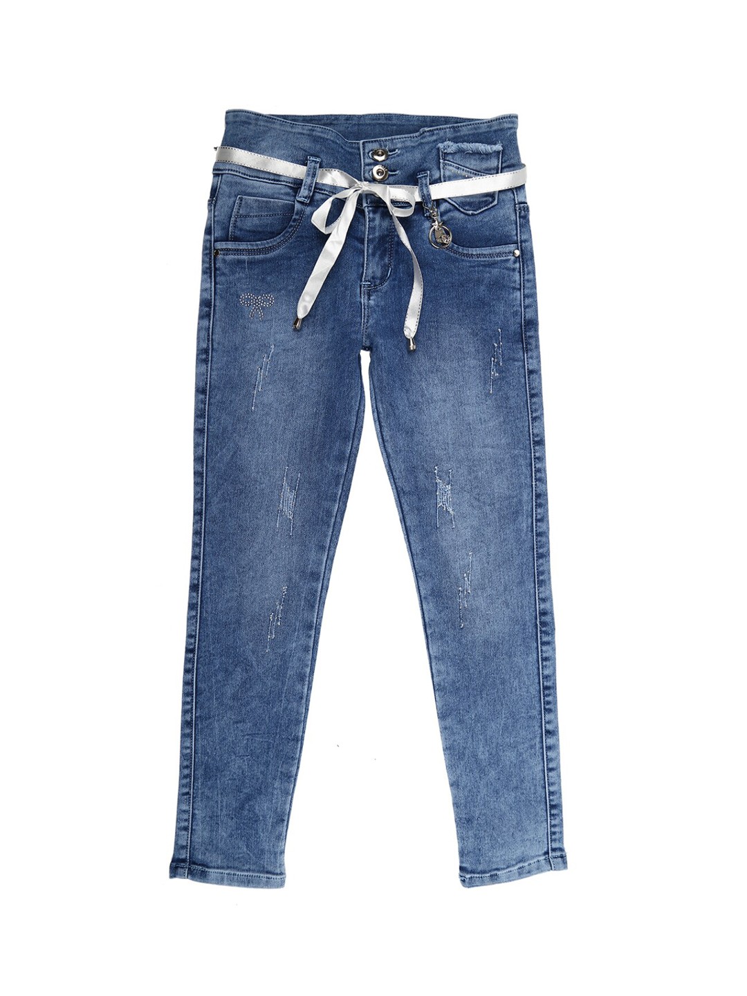 

V-Mart Girls Blue Low Distress Heavy Fade Stretchable Jeans