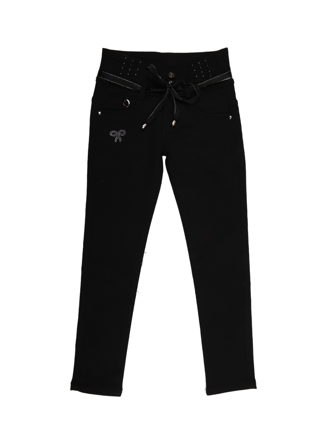 

V-Mart Teen-Girls Black Solid Stretchable Medium Waist Jeans