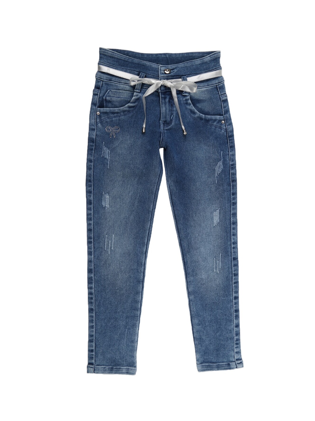 

V-Mart Girls Blue Low Distress Light Fade Stretchable Jeans