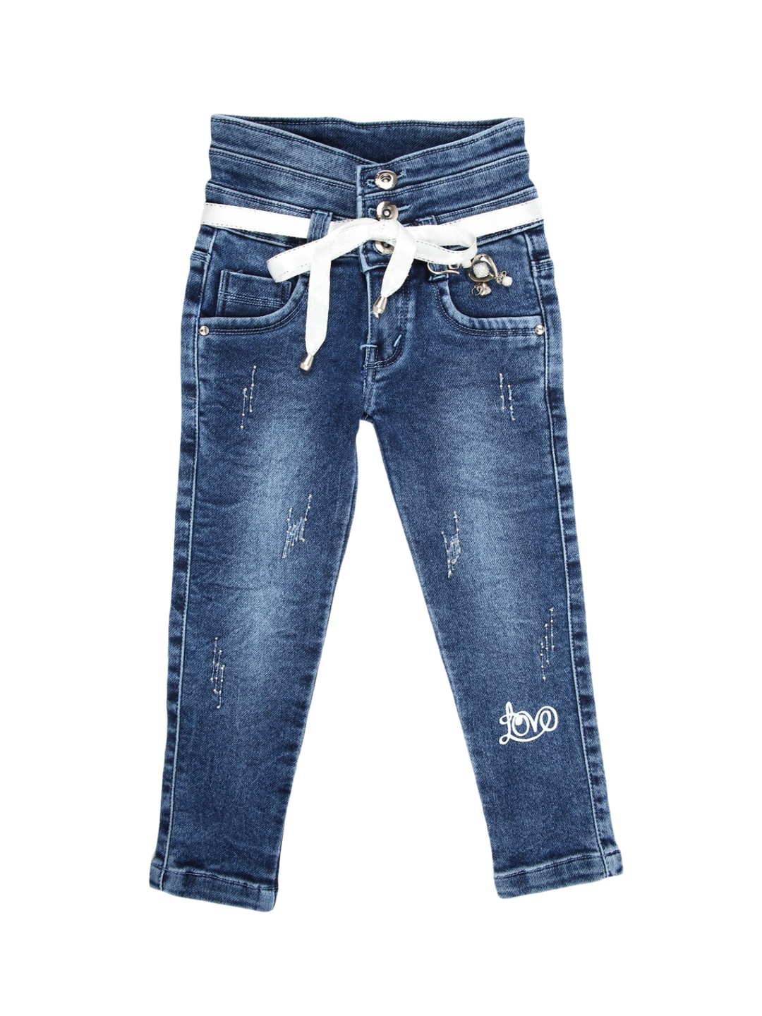 

V-Mart Girls Blue Mildly Distressed Heavy Fade Stretchable Jeans