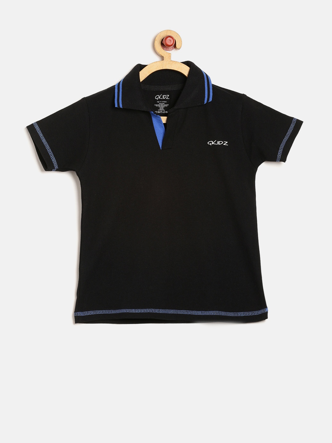 

GKIDZ Boys Black Solid Polo T-shirt