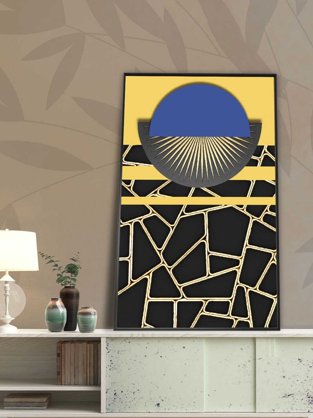 

Art Street Yellow & Black Geomatrical Canvas Painting Wall Art