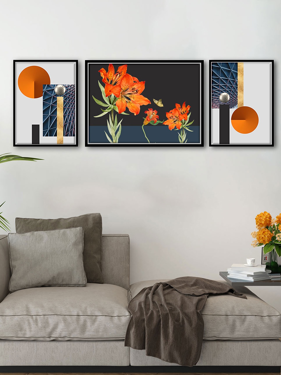 

Art Street Set Of 3 Multicoloured Lily Floral Canvas Painting, Multi