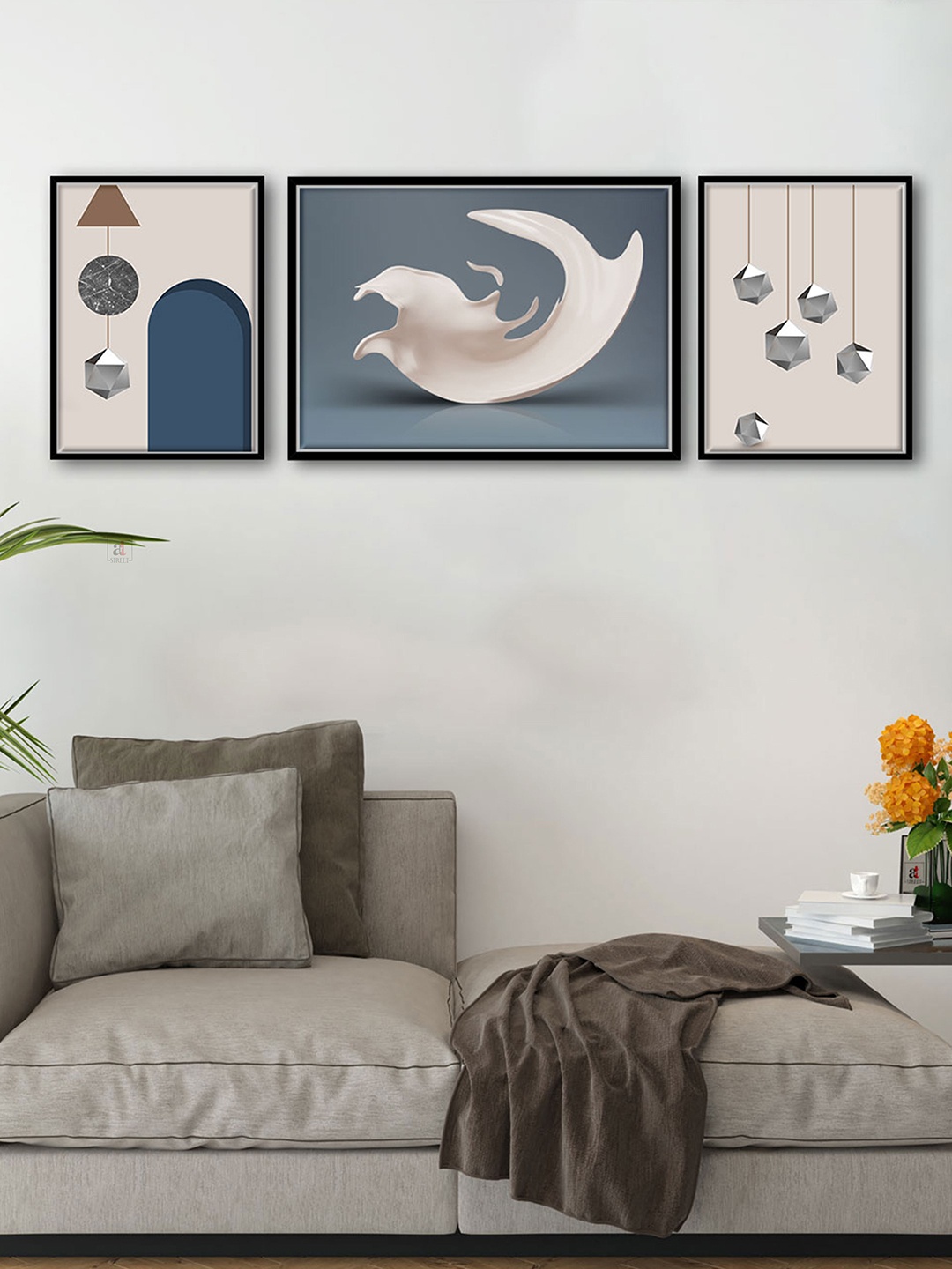 Art Street Set of 3 Pendulam Abstract Canvas Paintings, Multi