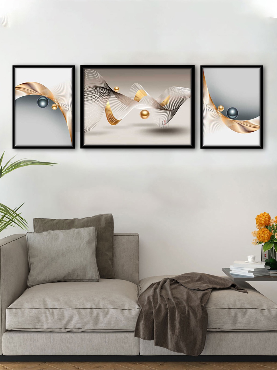 

Art Street Set of 3 Pearl Wall Paintings, Multi