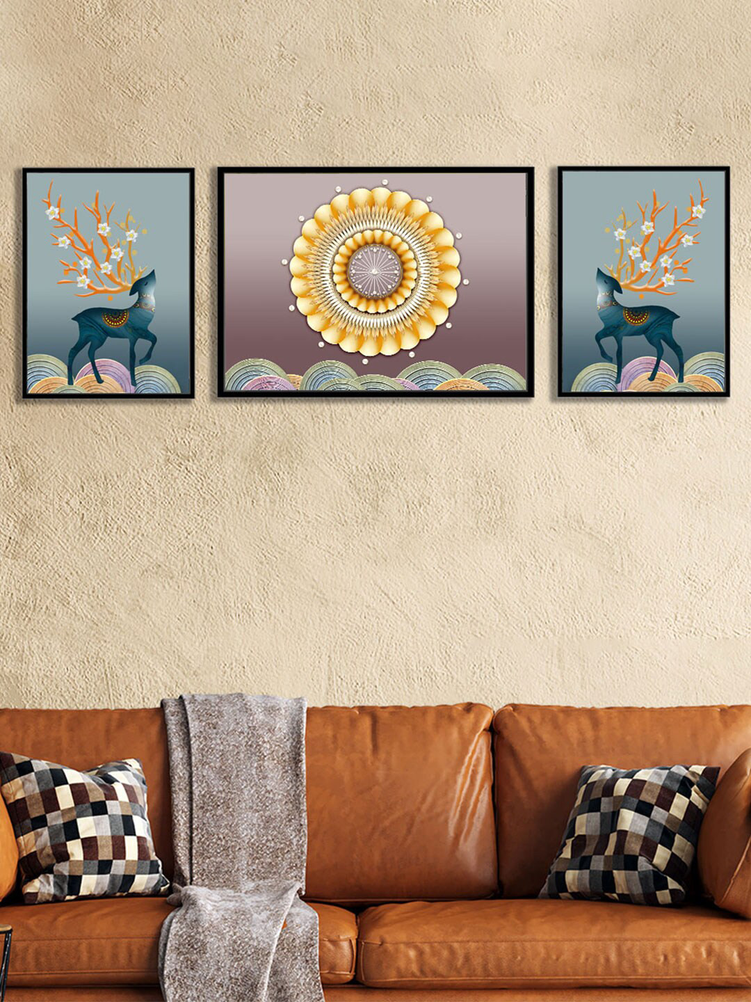 

Art Street Set of 3Magnificent Reindeer Canvas Wall Painting, Multi