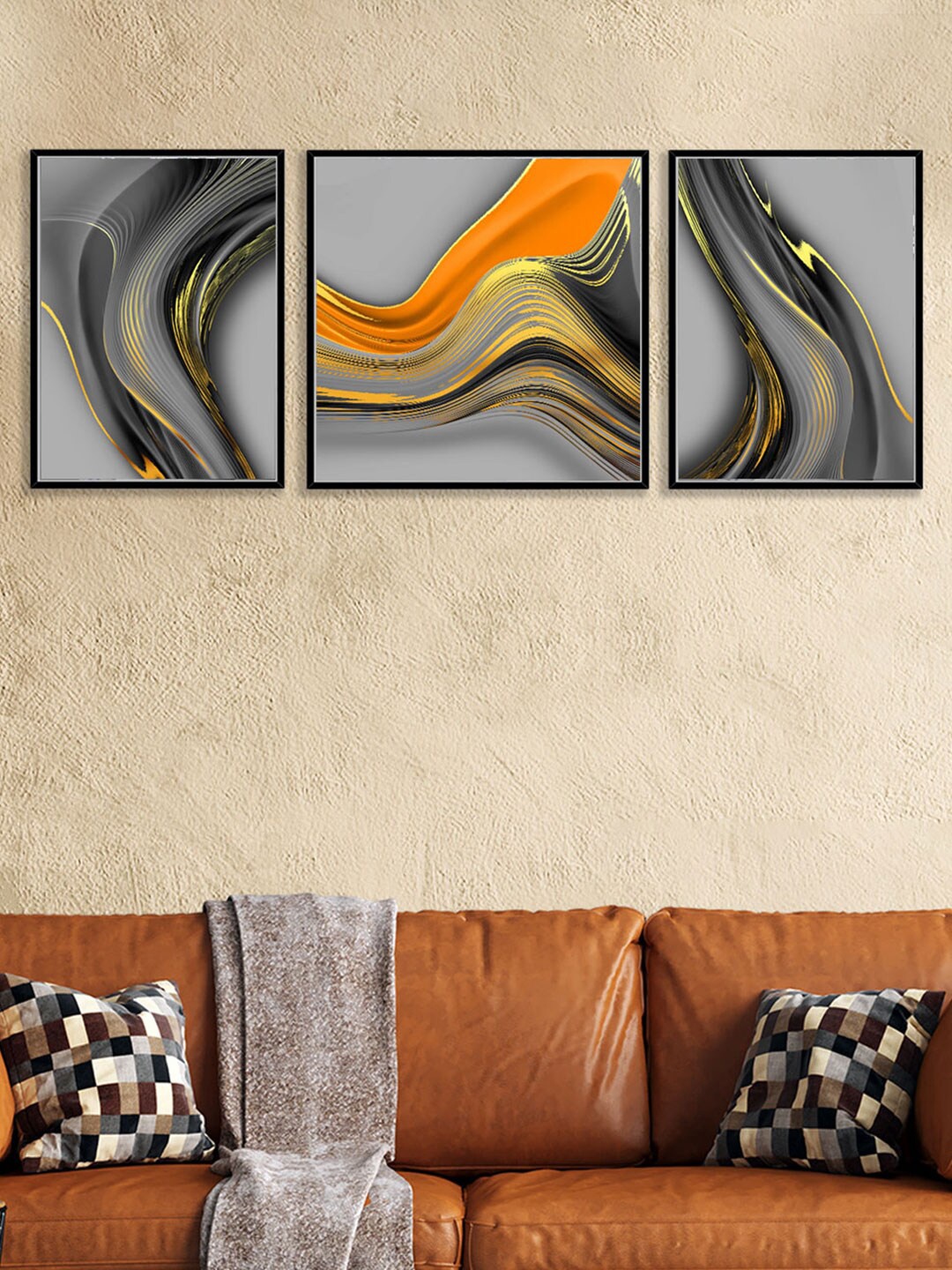 Art Street Multicoloured Molten Lava 3Pcs Canvas Art Painting, Multi