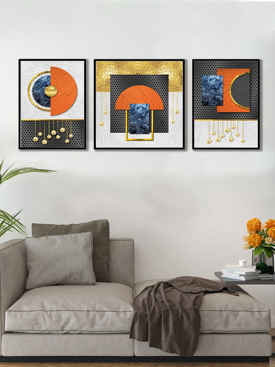 

Art Street Set of 3 Abstract Canvas Wall Paintings, Multi