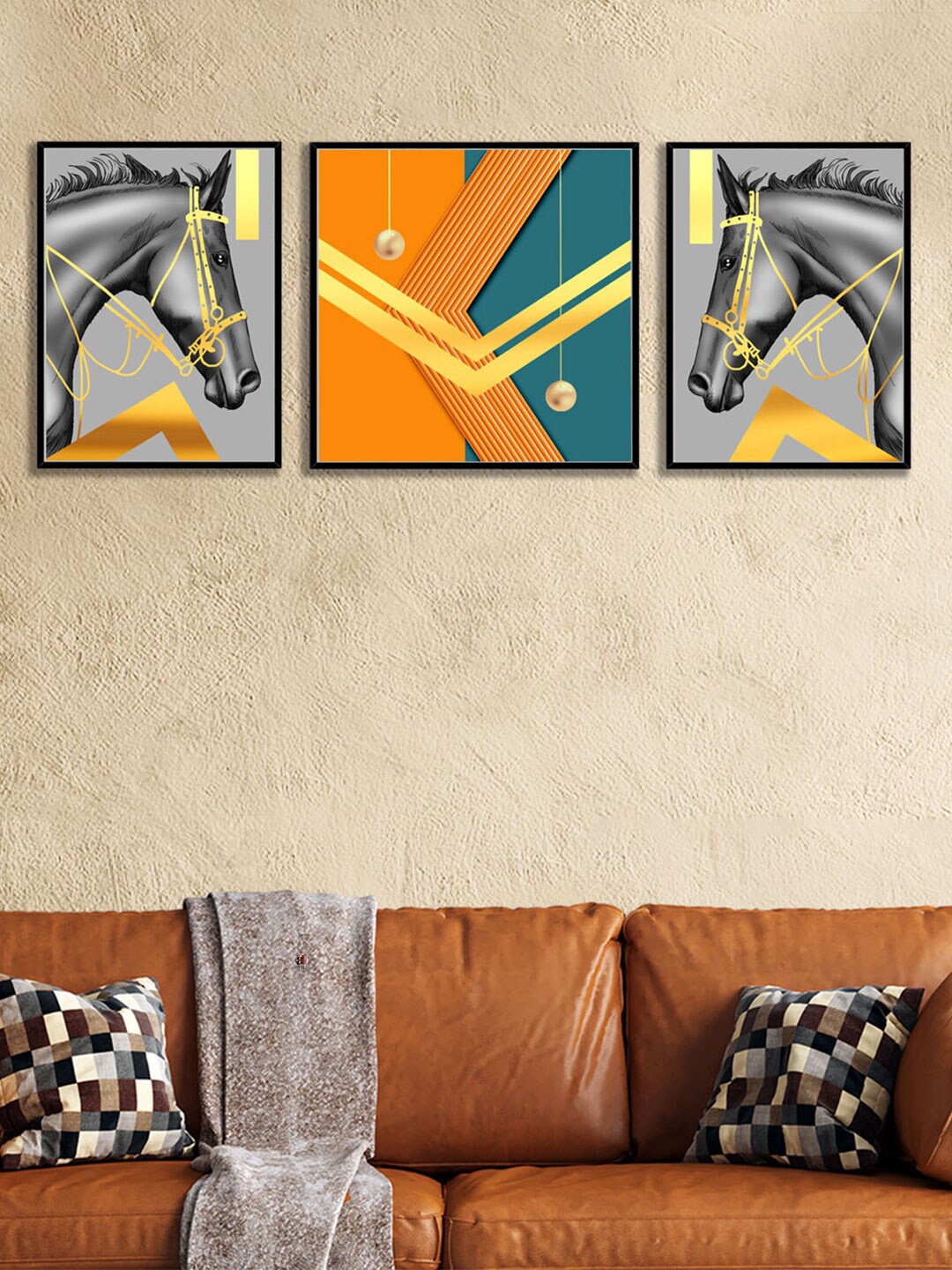 Art Street Set of 3 Black Abstract Canvas Painting