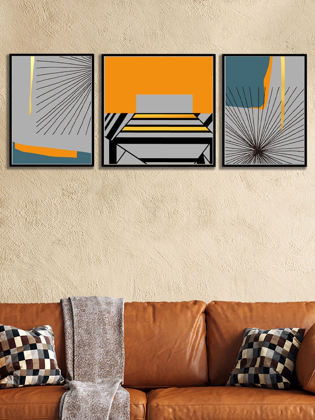 

Art Street Set of 3 Boho Star Wall Paintings, Multi