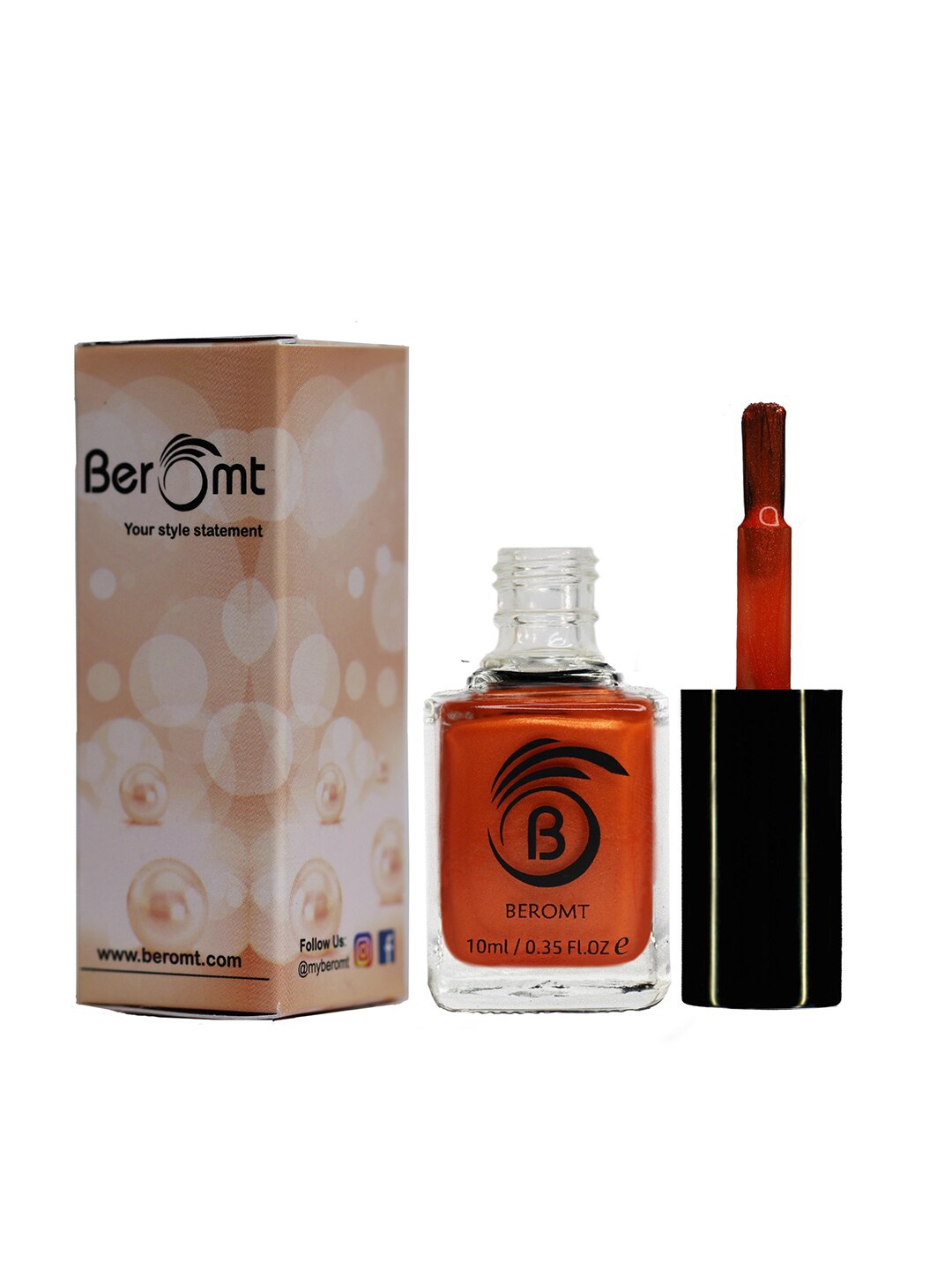 

BEROMT Pearl Finish High Shine Fast Dry Nail Polish 10 ml - Coral 803, Orange