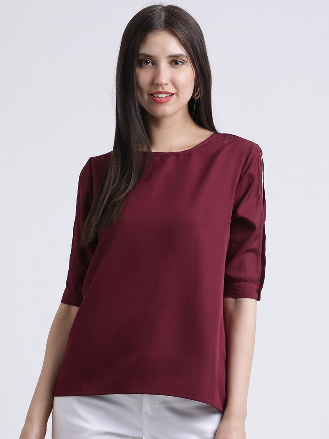 

DressBerry Maroon Crepe Top