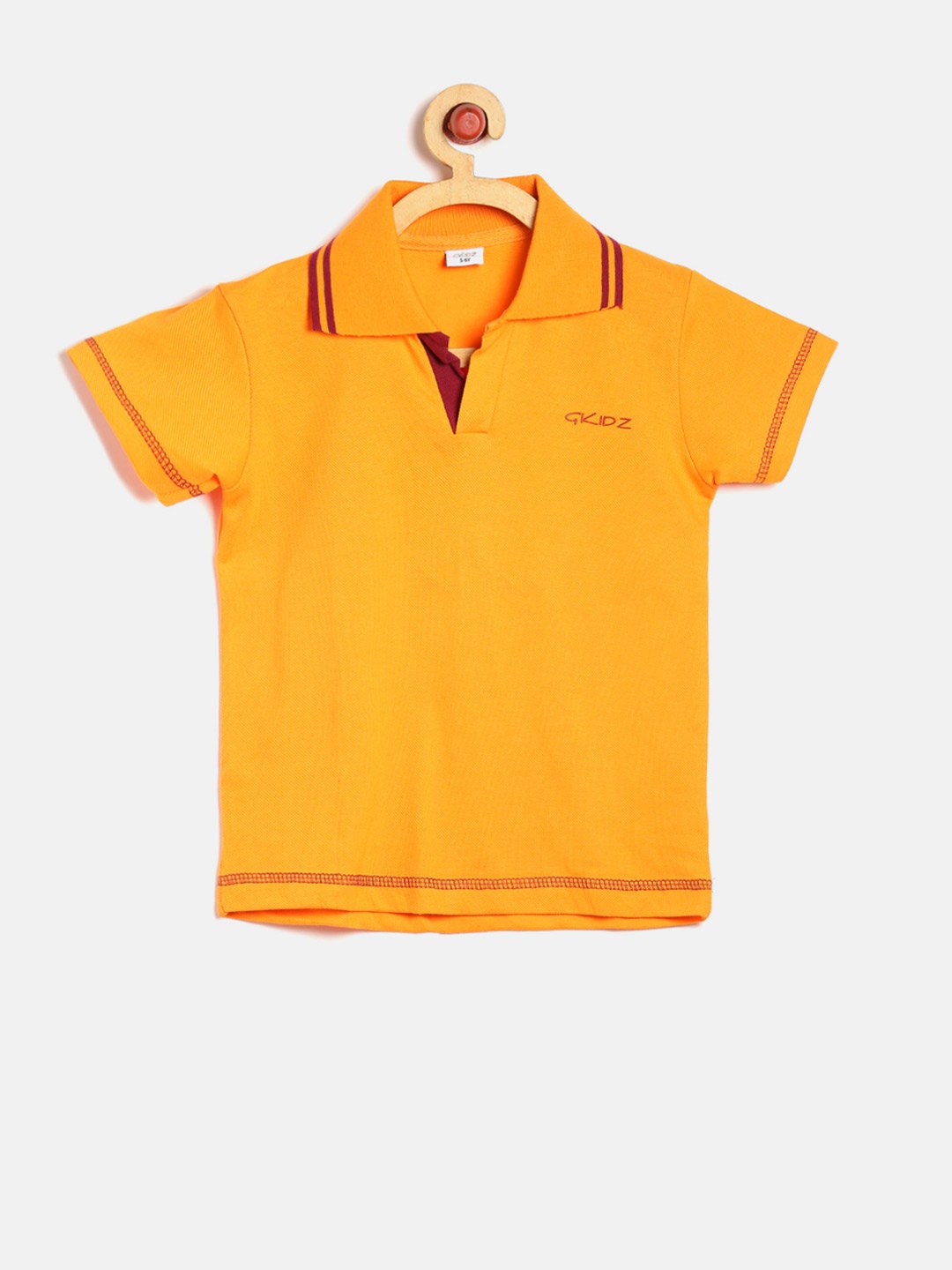 

GKIDZ Boys Orange Solid Polo Collar T-shirt