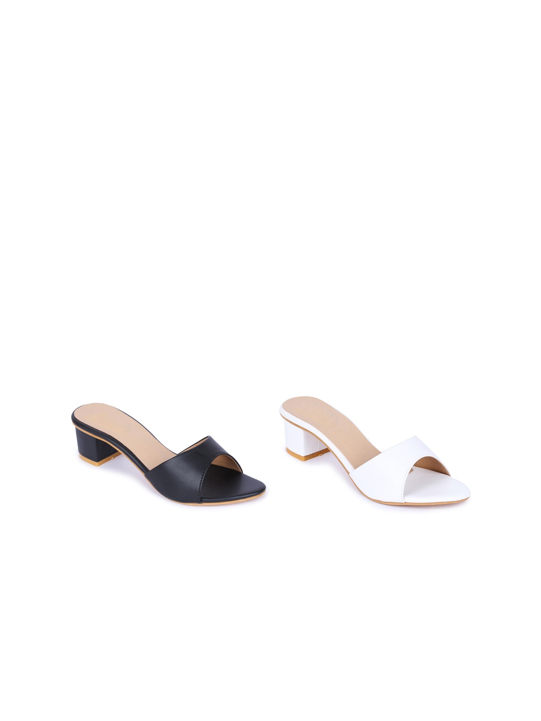 

VAYONAA Set of 2 PU Block Sandals with Buckles, Multi