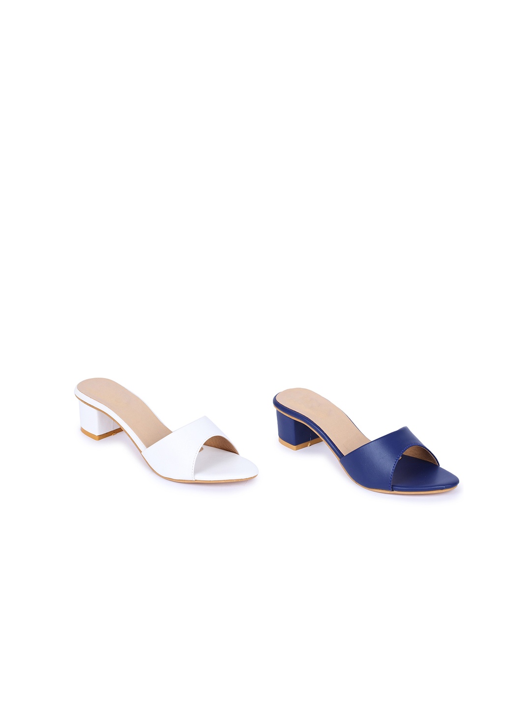 

VAYONAA Set of 2 PU Block Sandals with Buckles, Multi