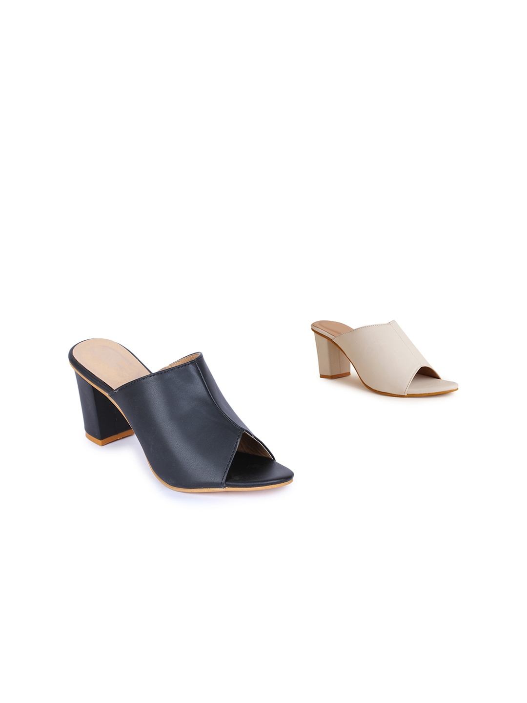 

VAYONAA Set of 2 Colourblocked PU Block Mules, Multi