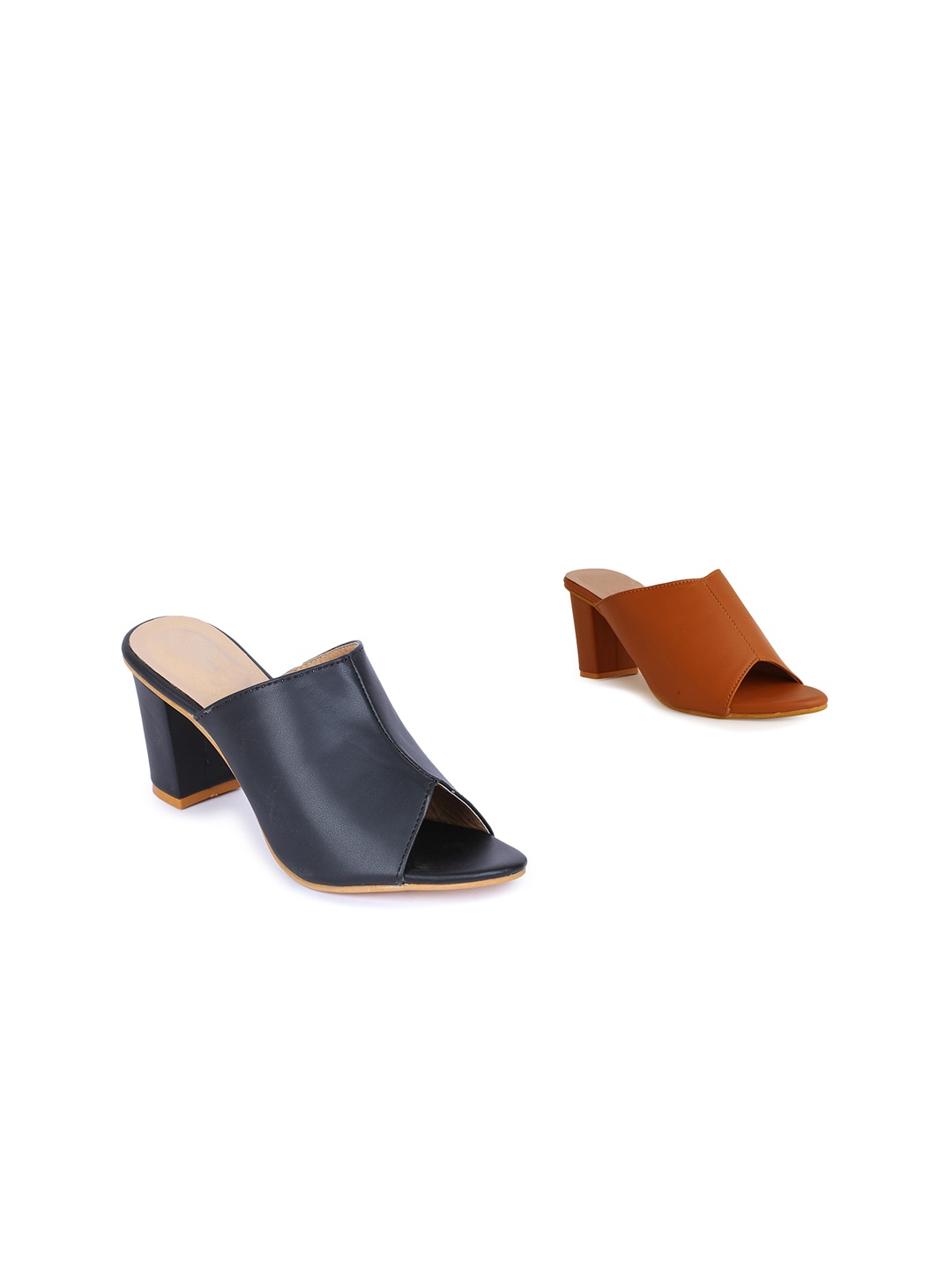 

VAYONAA Set of 2 Colourblocked PU Block Mules, Multi