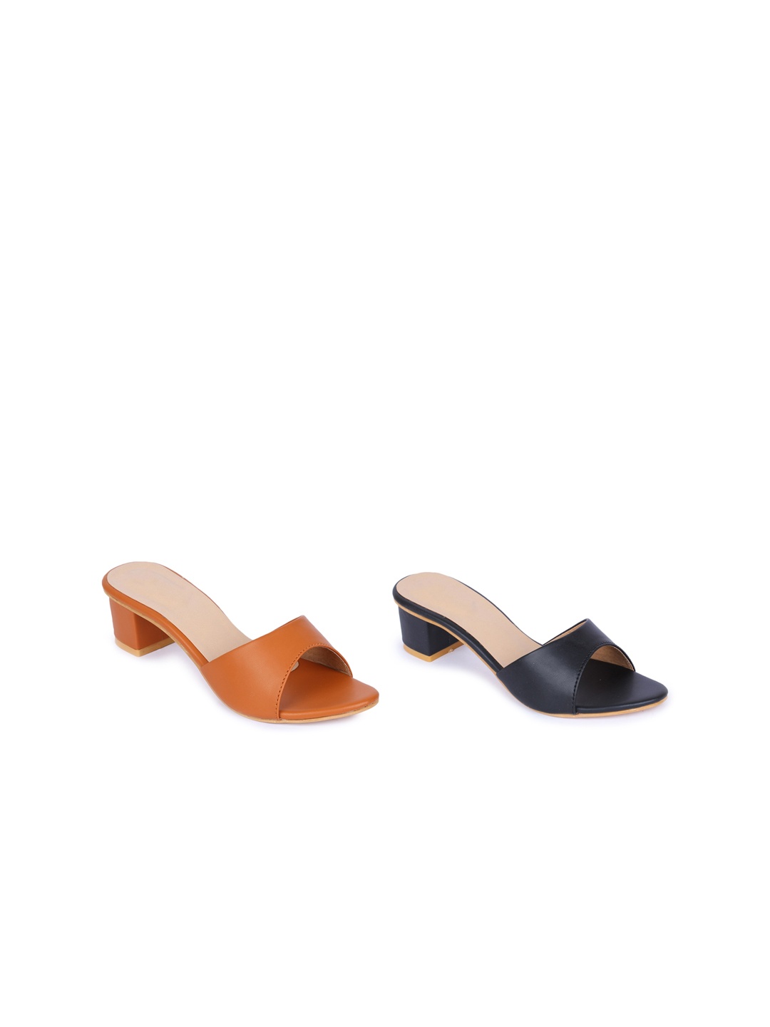 

VAYONAA Set of 2 PU Block Sandals with Buckles, Multi