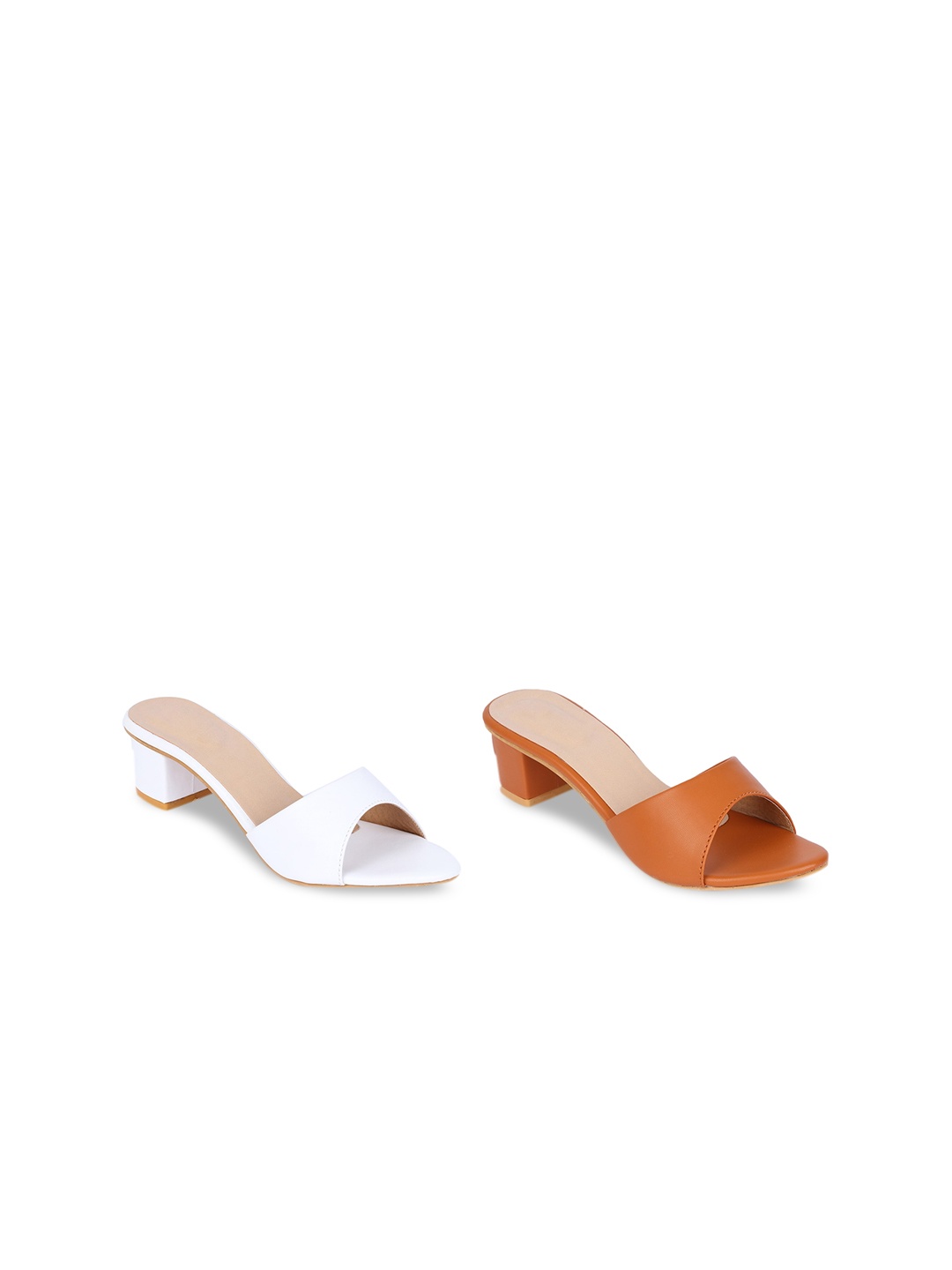 

VAYONAA Set of 2 Textured PU Block Mules with Buckles, Multi