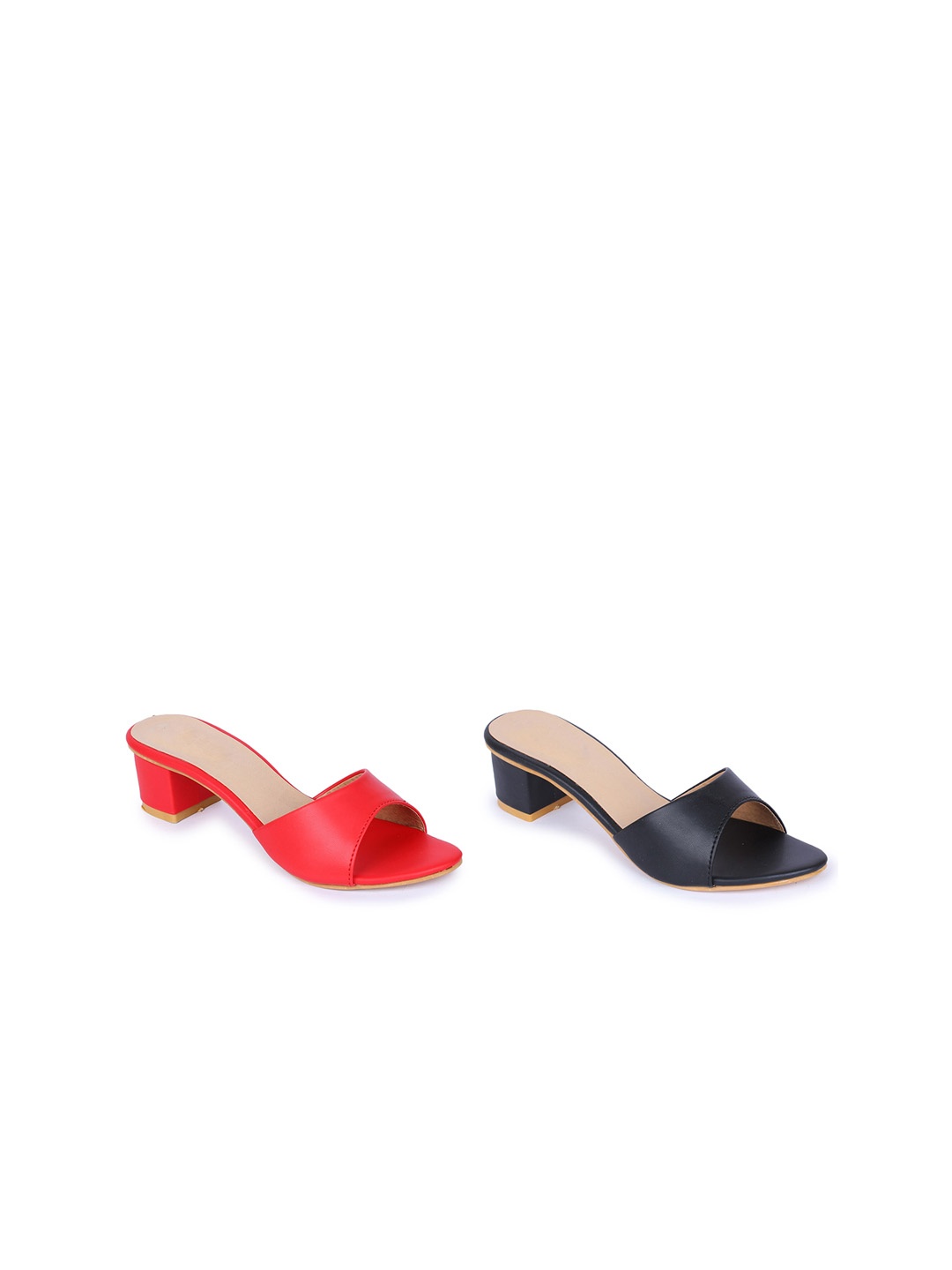 

VAYONAA Set of 2 Colourblocked PU Block Sandals, Multi
