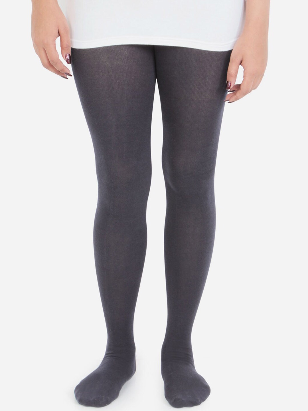 

Bonjour Girls Charcoal Grey Solid Ankle Length Anti-Odour Cotton Tights