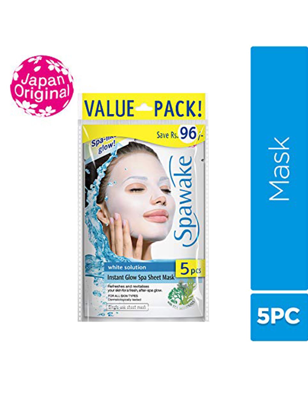 

Spawake Set Of 5 Whitening Instant Glow Spa Sheet Mask, White