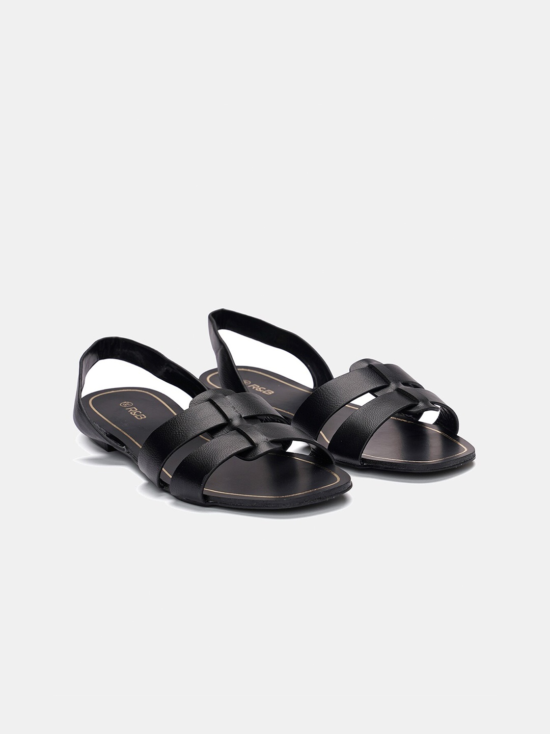 

R&B Women Black Open Toe Flats