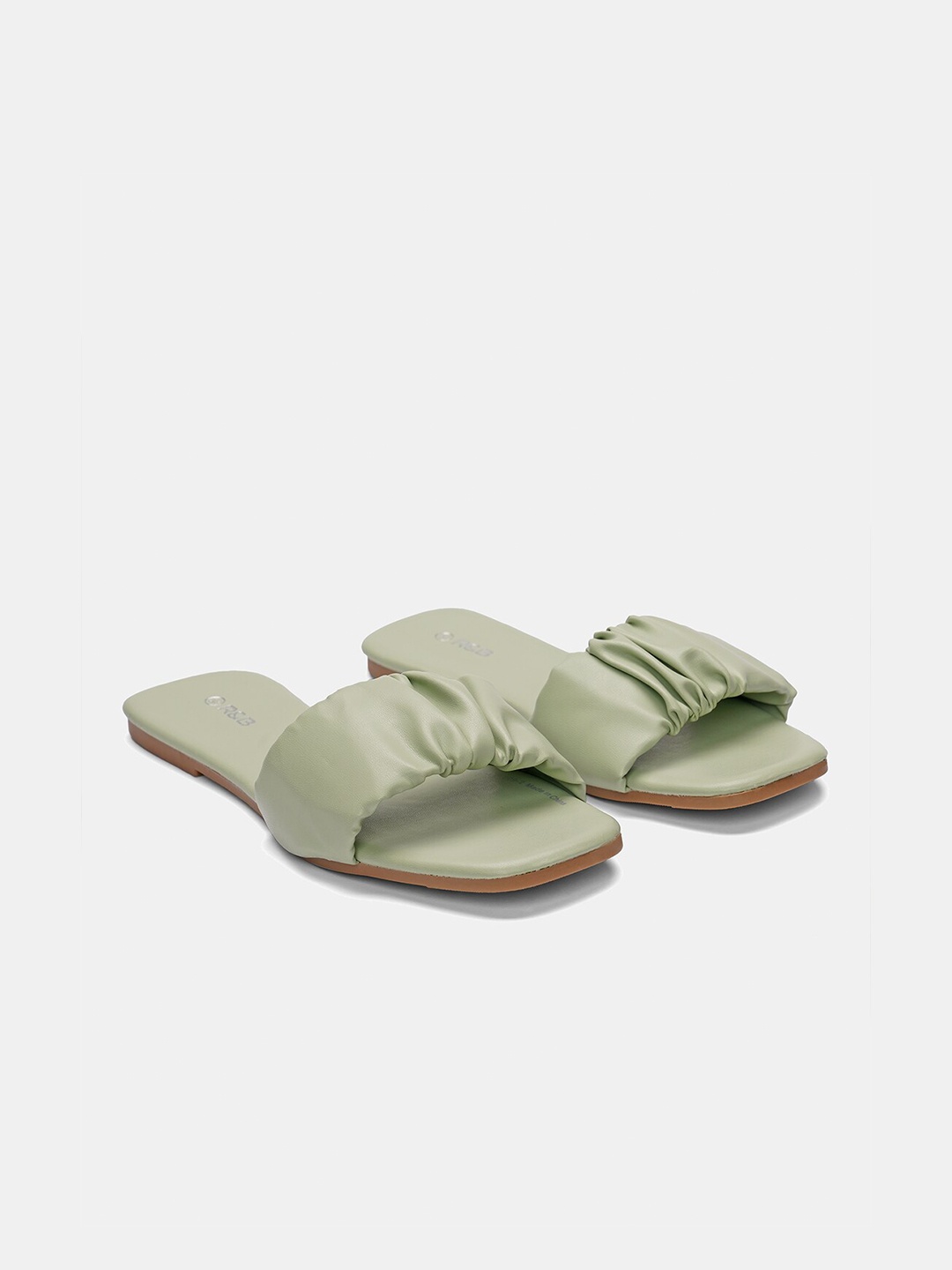 

R&B Women Green PU Open Toe Flats
