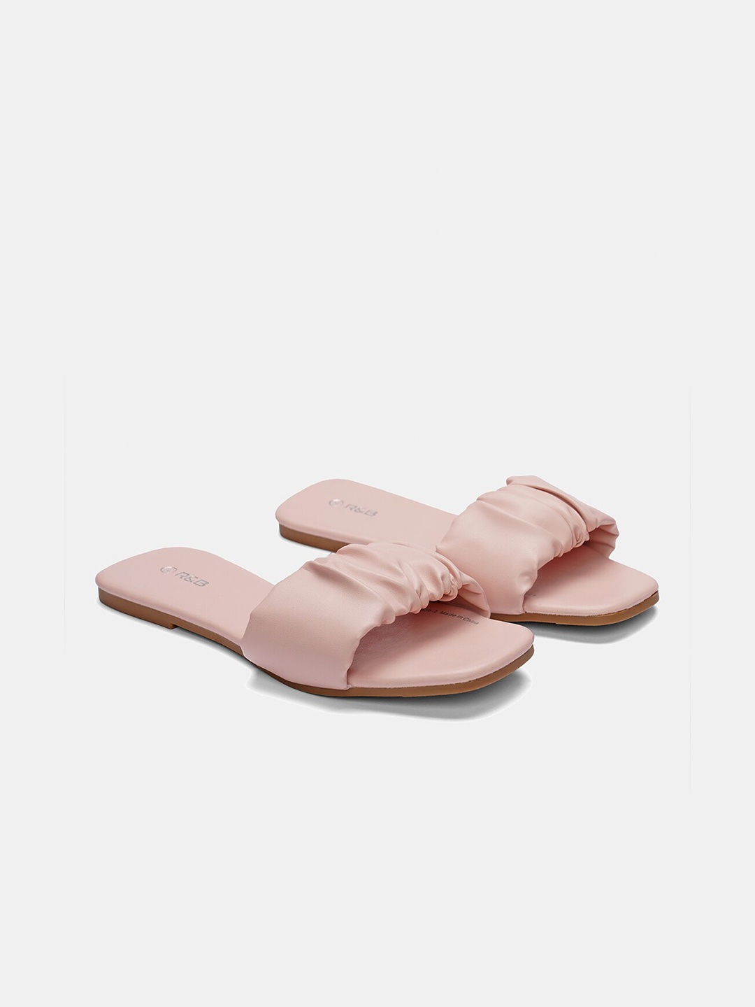 

R&B Women Pink Solid Open Toe Flats