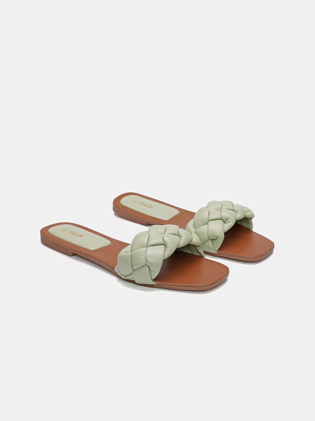

R&B Women Green Open Toe Flats