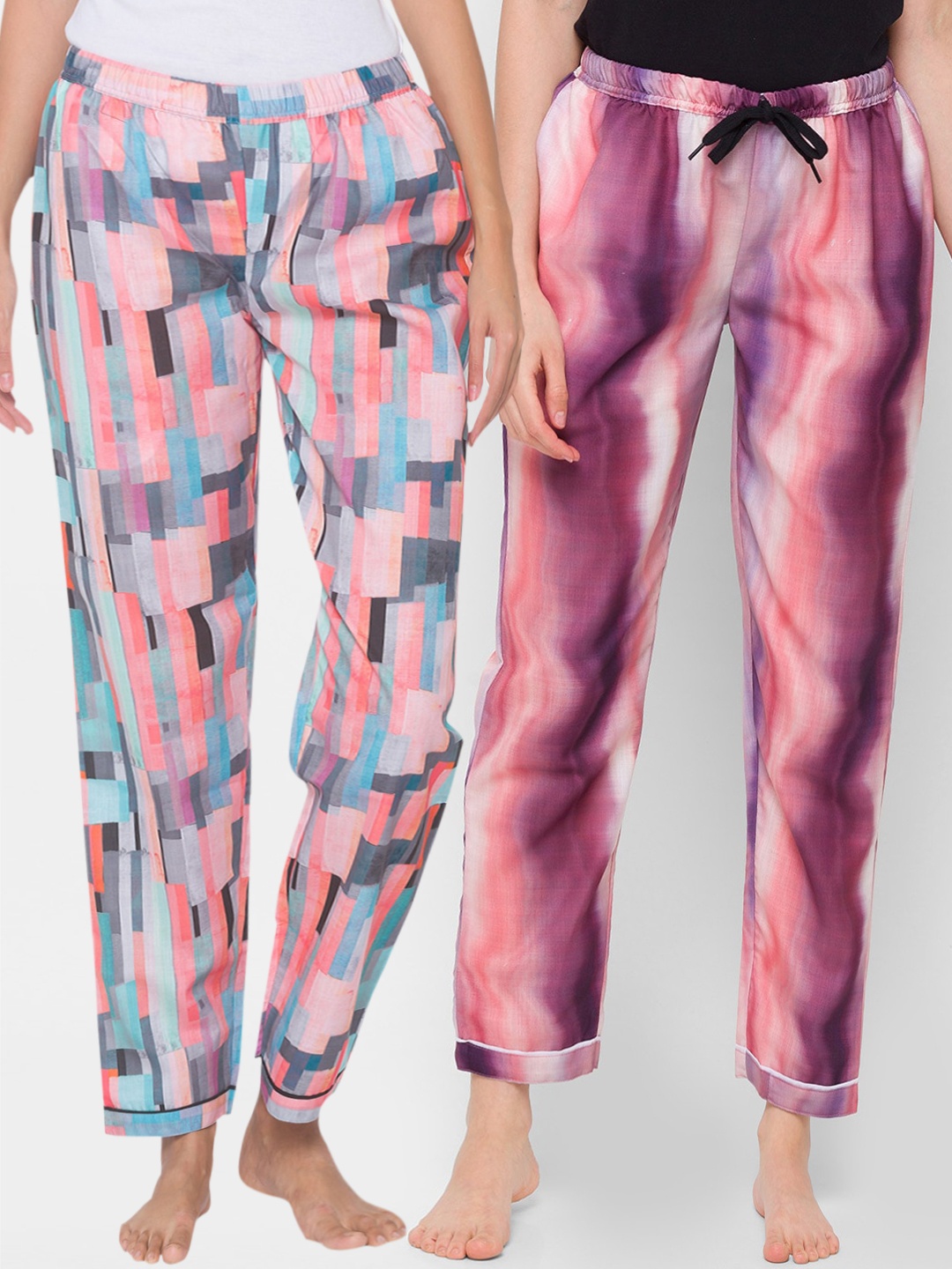 

FashionRack Women Pack of 2 Printed Cotton Lounge Pants, Multi
