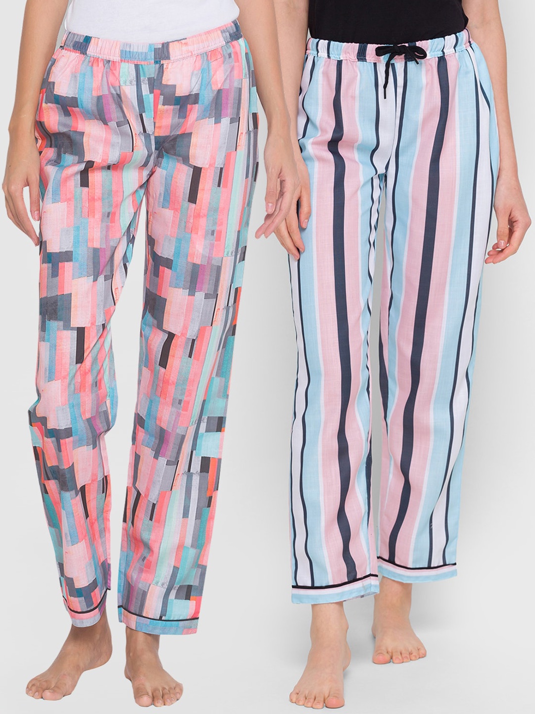 

FashionRack Women Pack of 2 Printed Cotton Lounge Pants, Pink