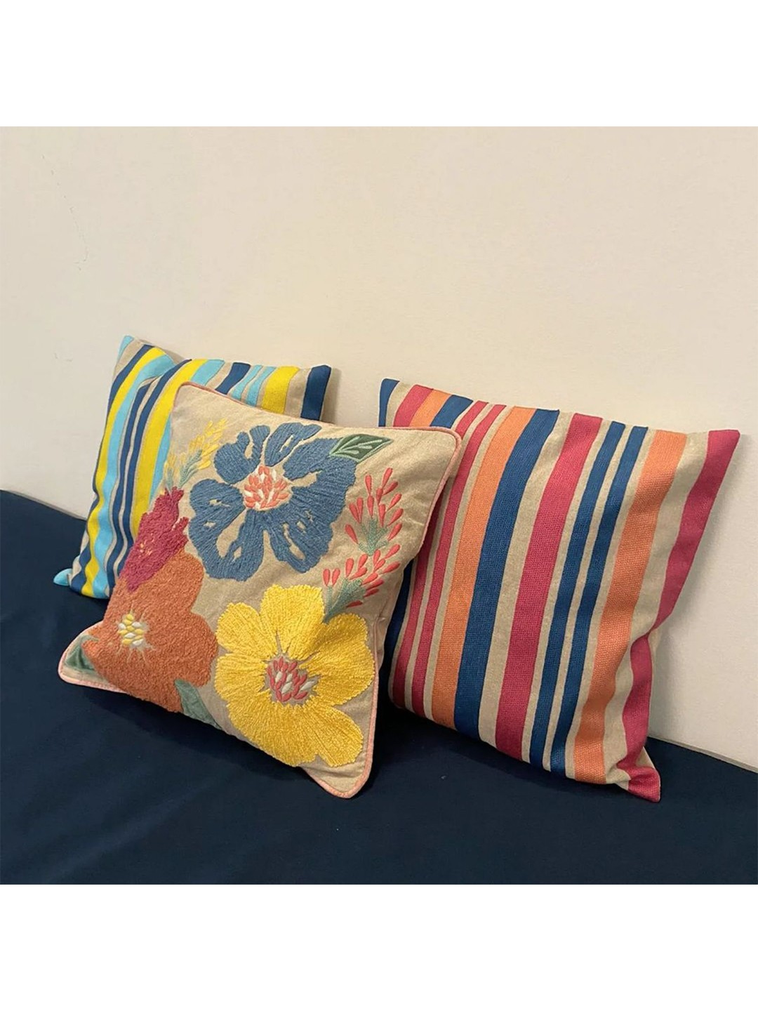 

haus & kinder Red Striped Square Cushion Covers