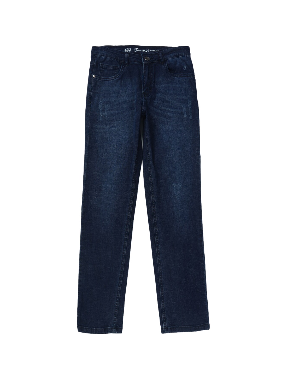

Gini and Jony Boys Navy Blue Low Distress Cotton Light Fade Jeans