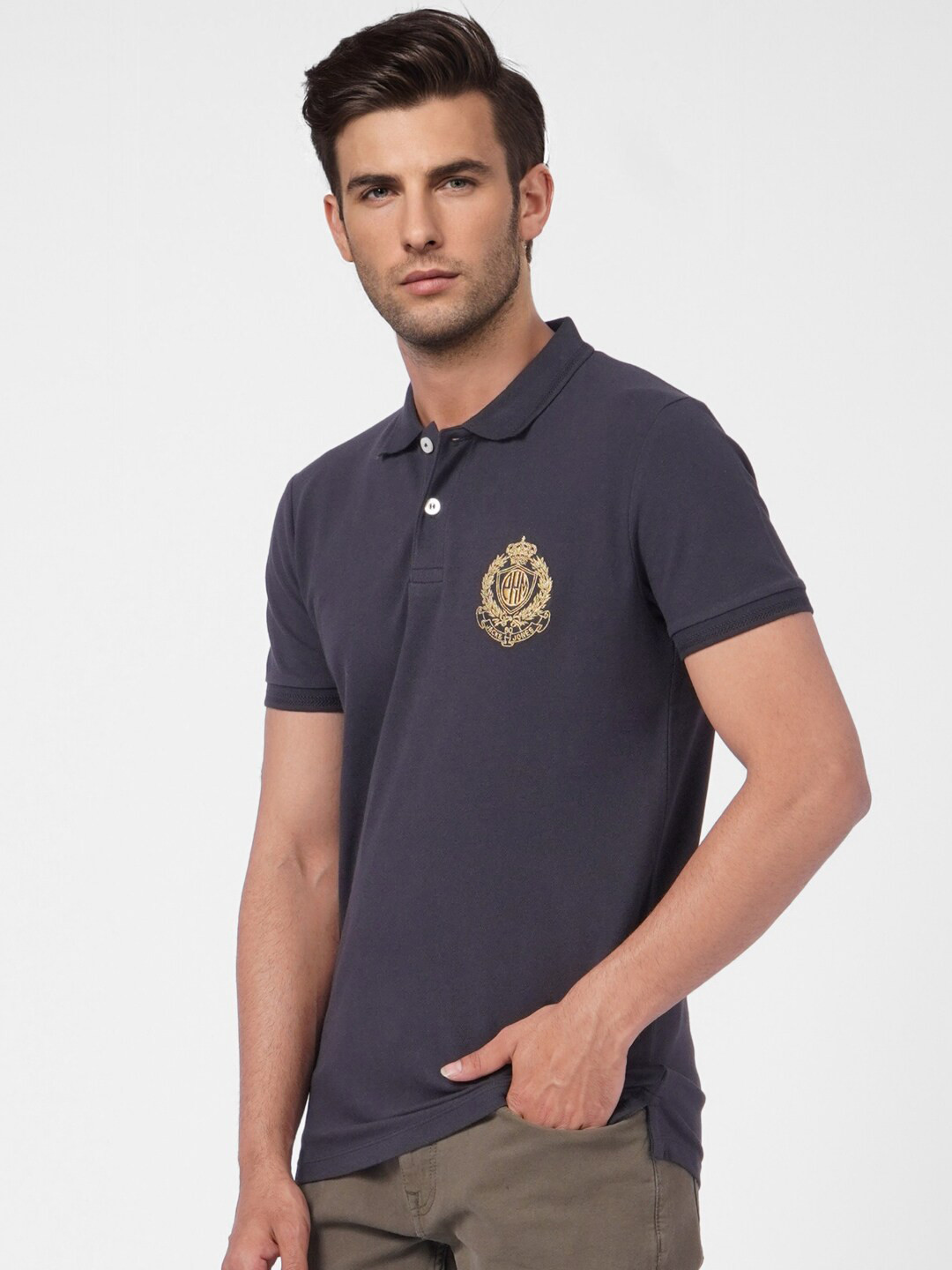 

Jack & Jones Men Blue Polo Collar T-shirt