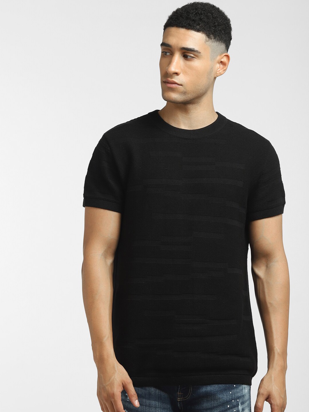 

Jack & Jones Men Black V-Neck T-shirt