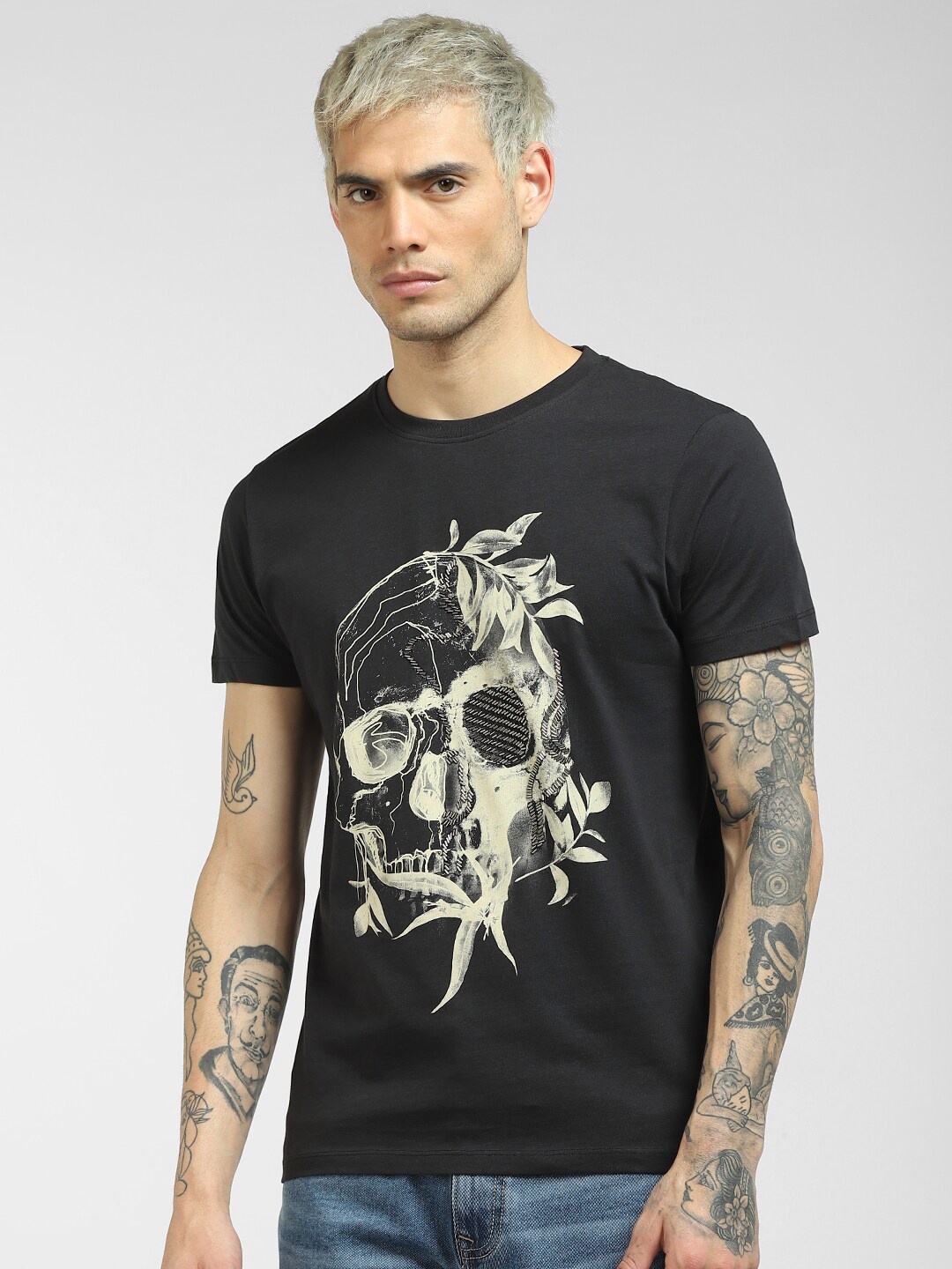 

Jack & Jones Men Black Printed T-shirt
