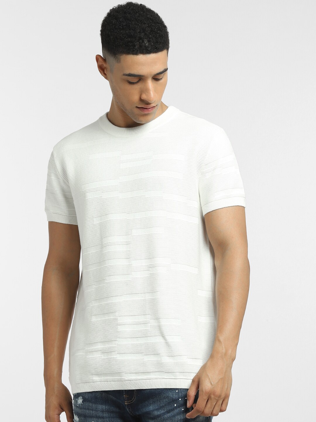

Jack & Jones Men White Colourblocked T-shirt