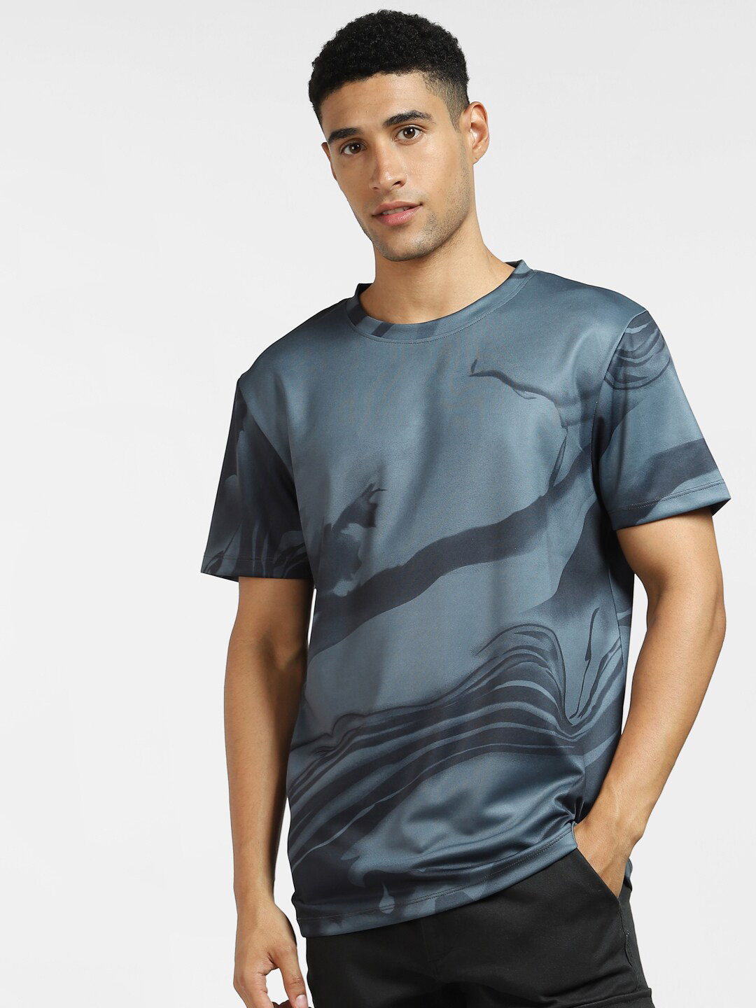 

Jack & Jones Men Blue Colourblocked Polo Collar Applique T-shirt