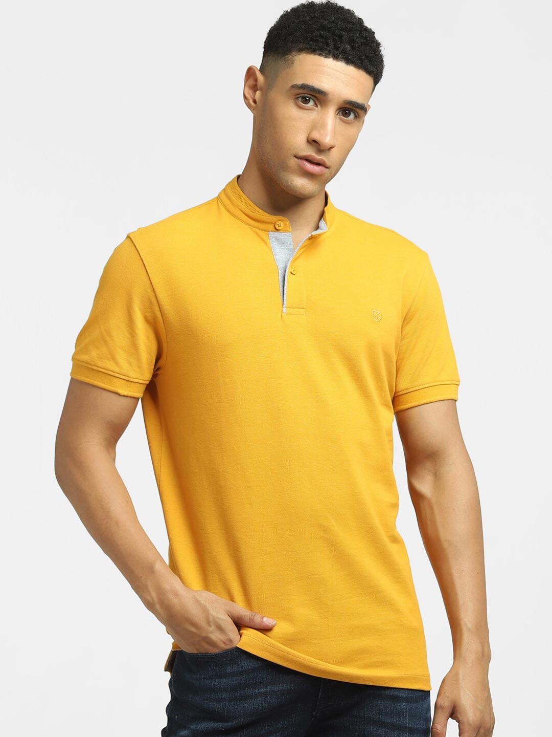 

Jack & Jones Men Yellow Polo Collar T-shirt