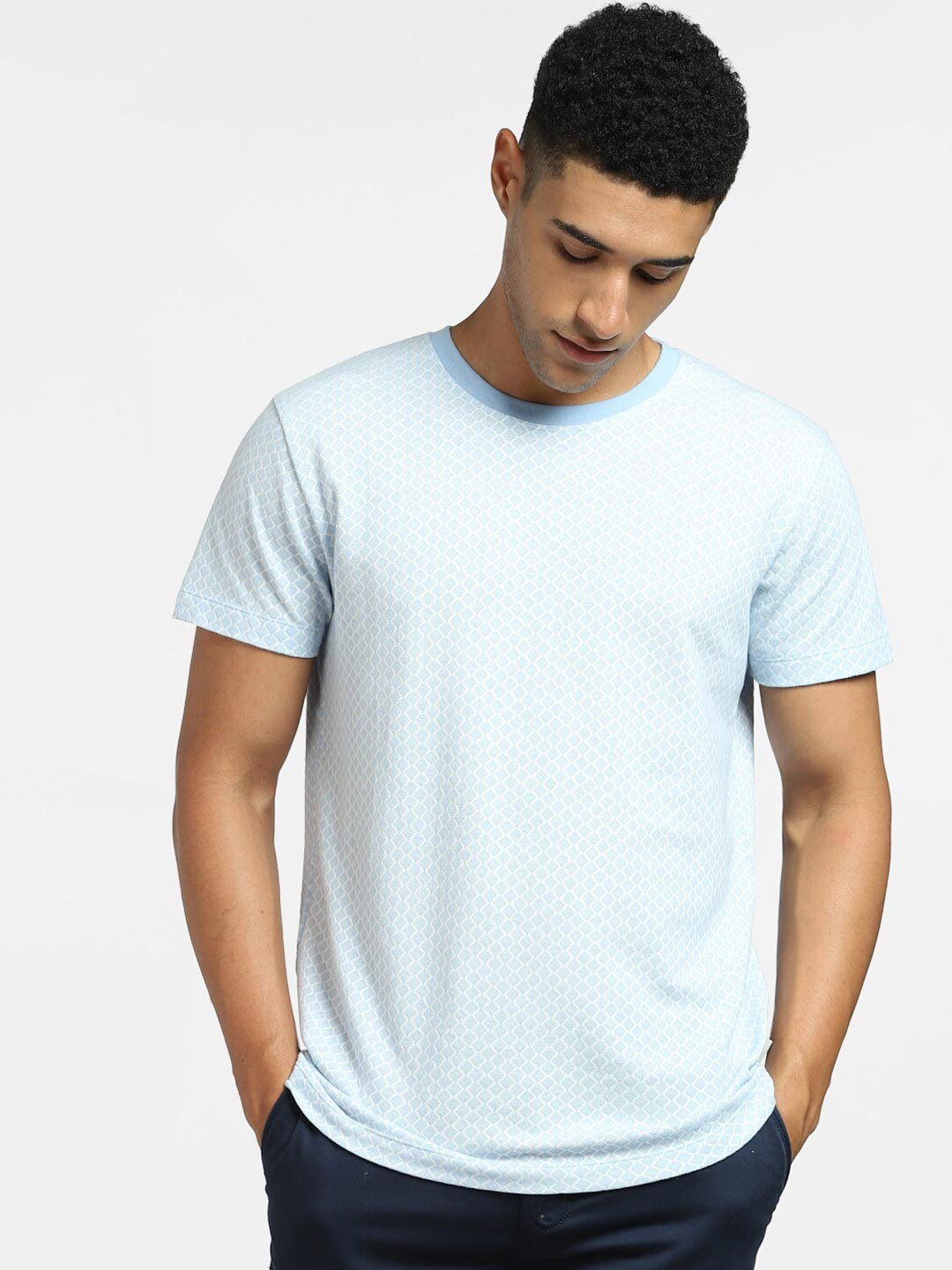 

Jack & Jones Men Blue Colourblocked T-shirt